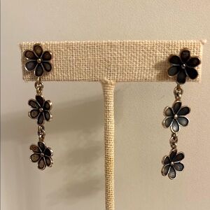 Sterling Silver Floral Dangle Earrings